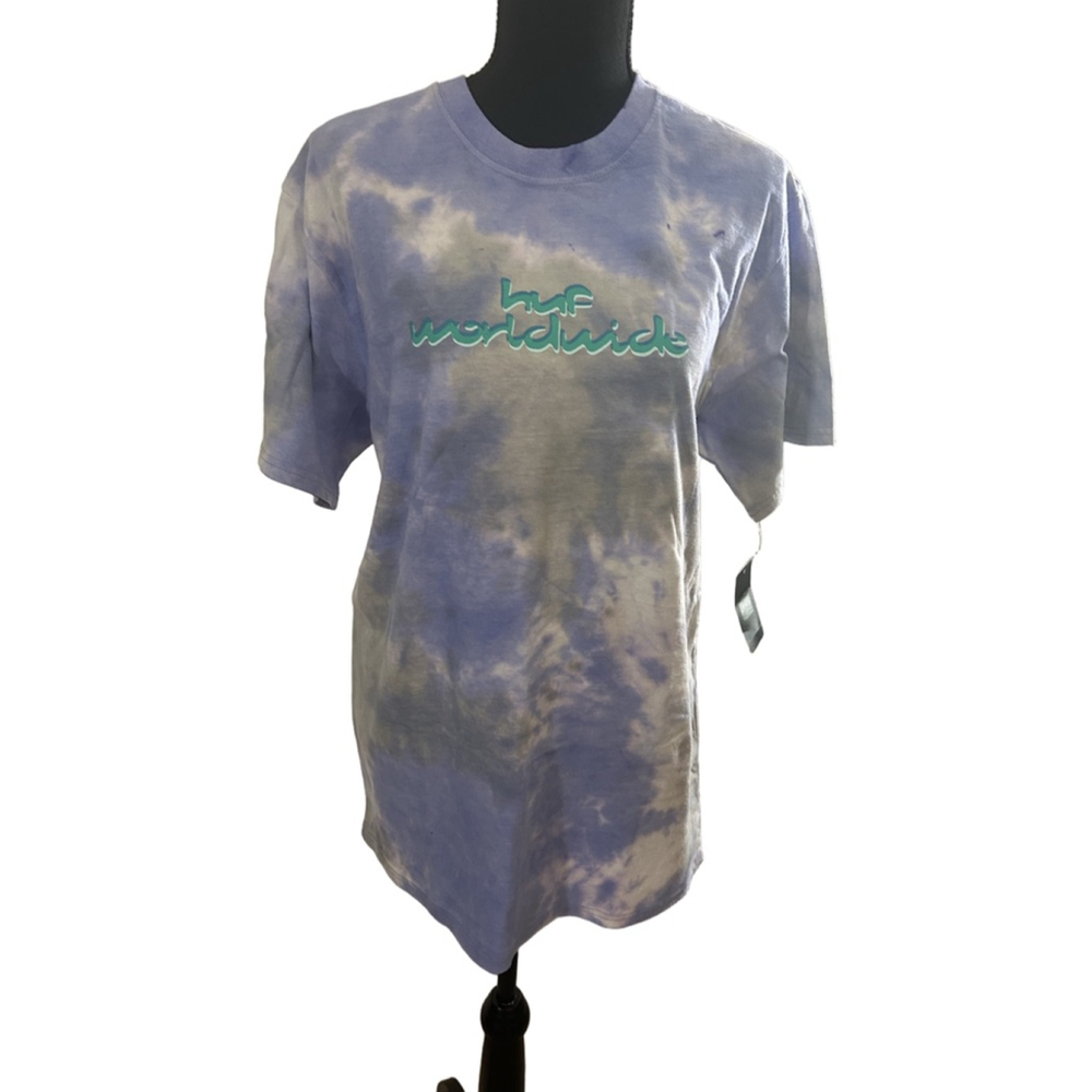 NWT Men's HUF Chemistry Tee Size M Violet Tie Dye Short Sleeve T-Shirt